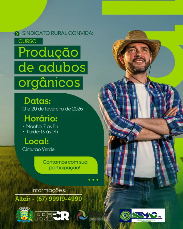 Imagem de compartilhamento para o artigo Curso ensina produção de adubos orgânicos em Costa Rica da MS Todo dia